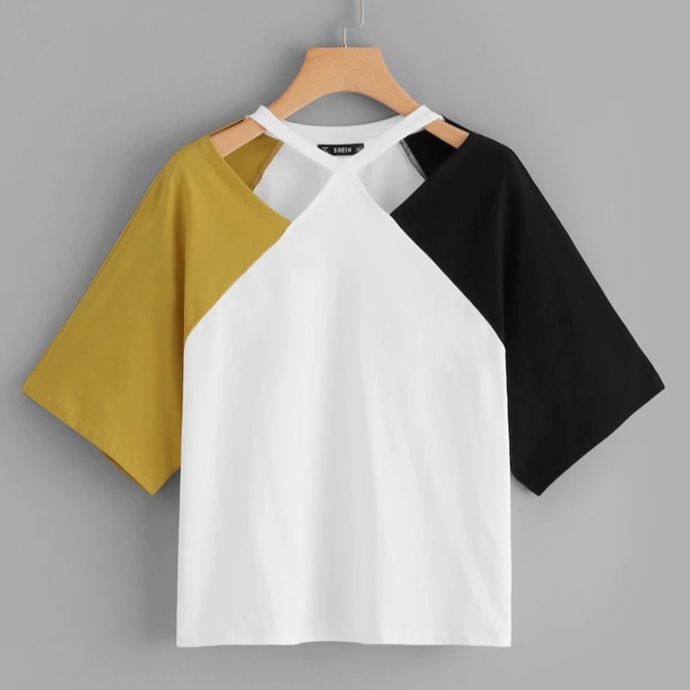Asymmetrical color block top